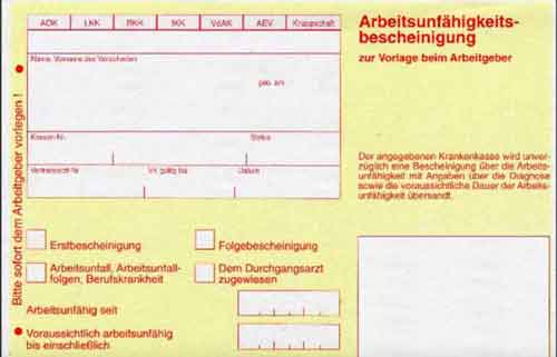 Arbeitsunfähigkeitsbescheinigung